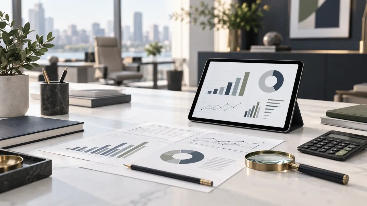 Documents financiers et graphiques illustrant un audit d'entreprise