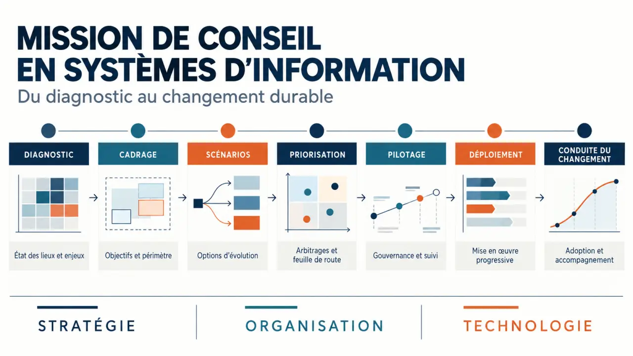 Processus d’une mission de cabinet de conseil SI, du diagnostic au déploiement