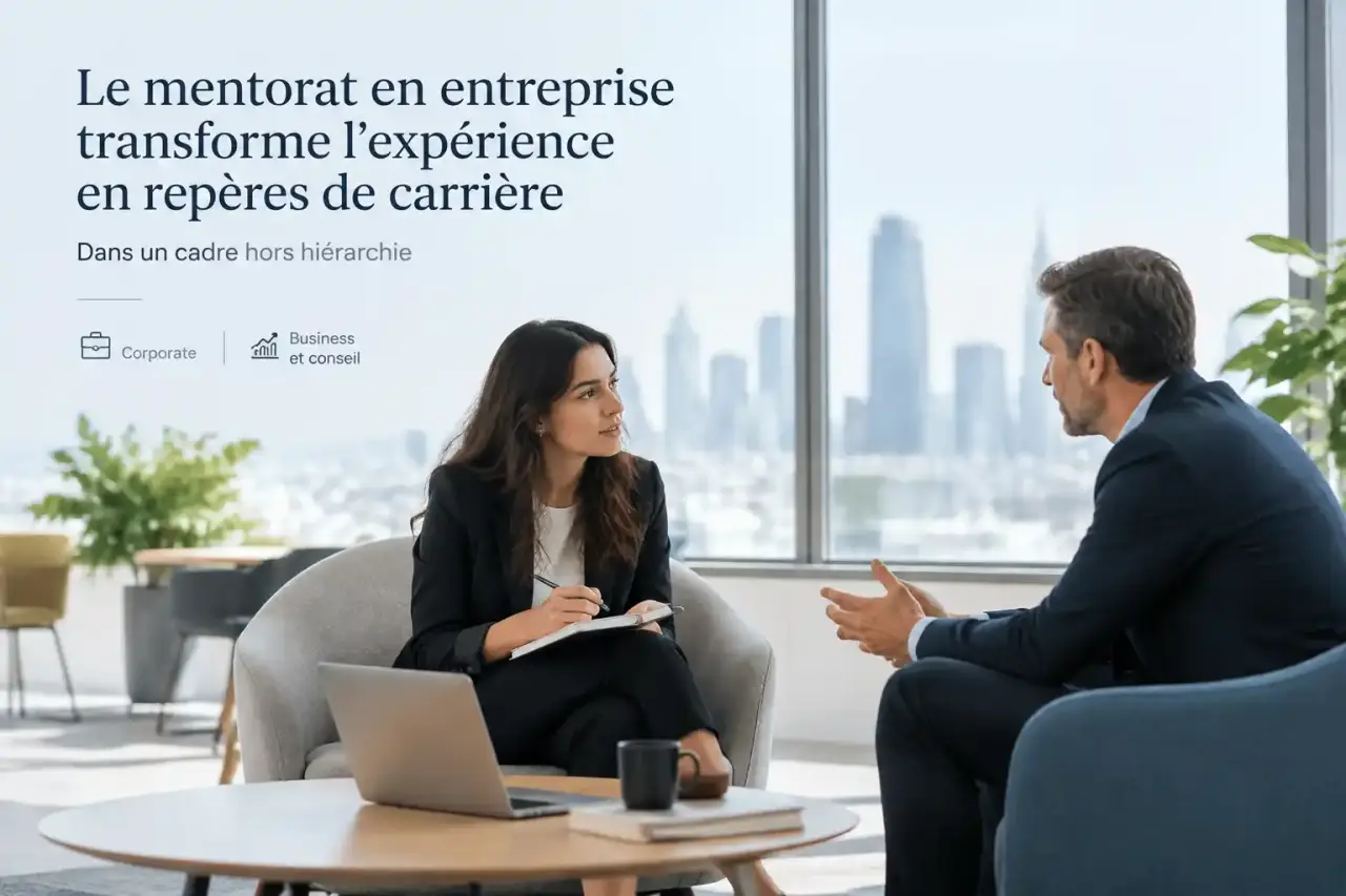 Le mentorat en entreprise transforme l’expérience en repères de carrière, dans un cadre hors hiérarchie