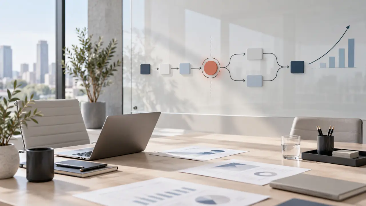 Équipe dirigeante analysant les processus et les indicateurs de performance d'une entreprise